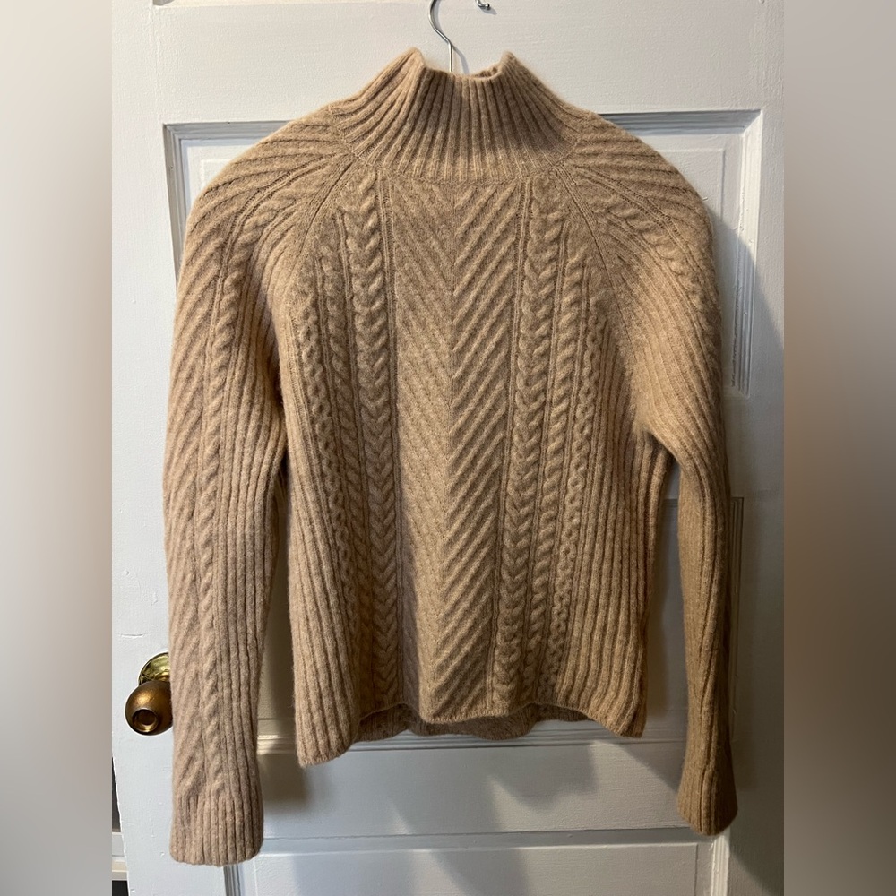 Club Monaco Oatmeal Cable Knit Sweater- Wool, Alpaca Blend
